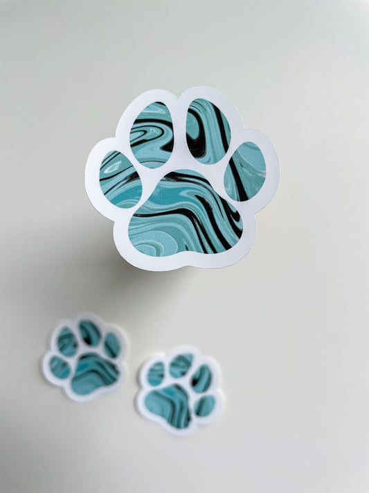 Green Black Swirl Pawprint Sticker/Magnet