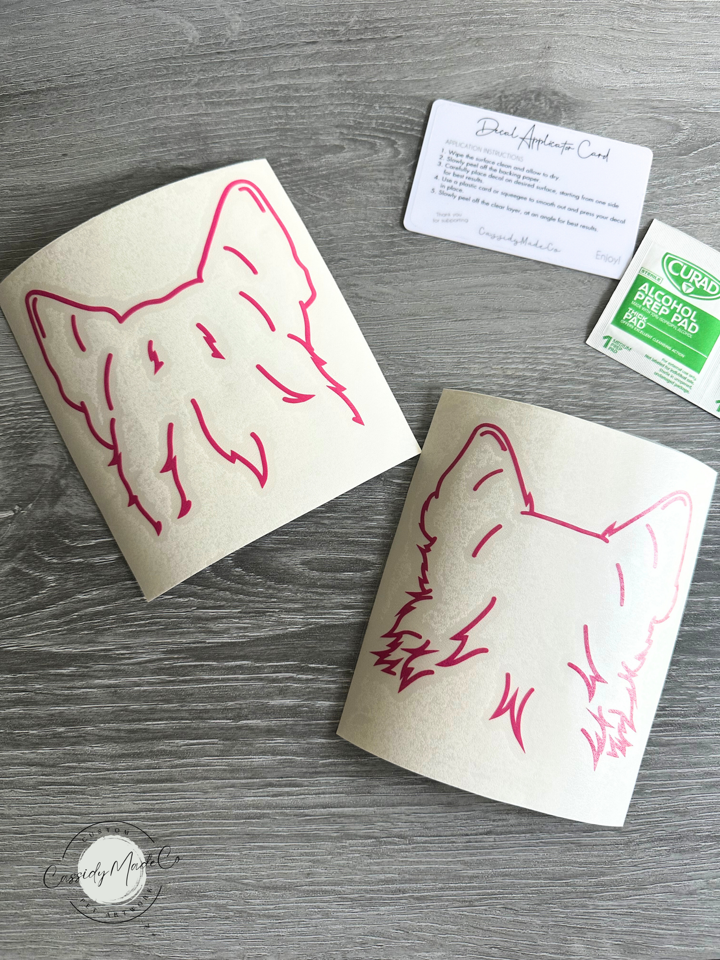 Custom Pet Ear Outline Drawing (Back View) + Vinyl Decal Sticker Bundle