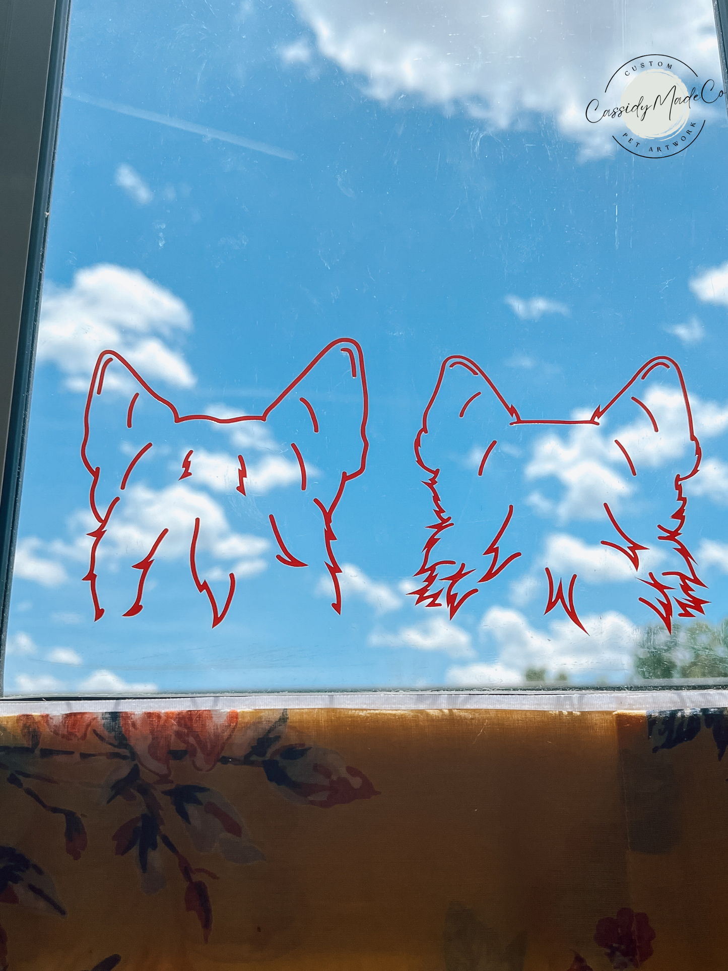 Custom Pet Ear Outline Drawing (Back View) + Vinyl Decal Sticker Bundle