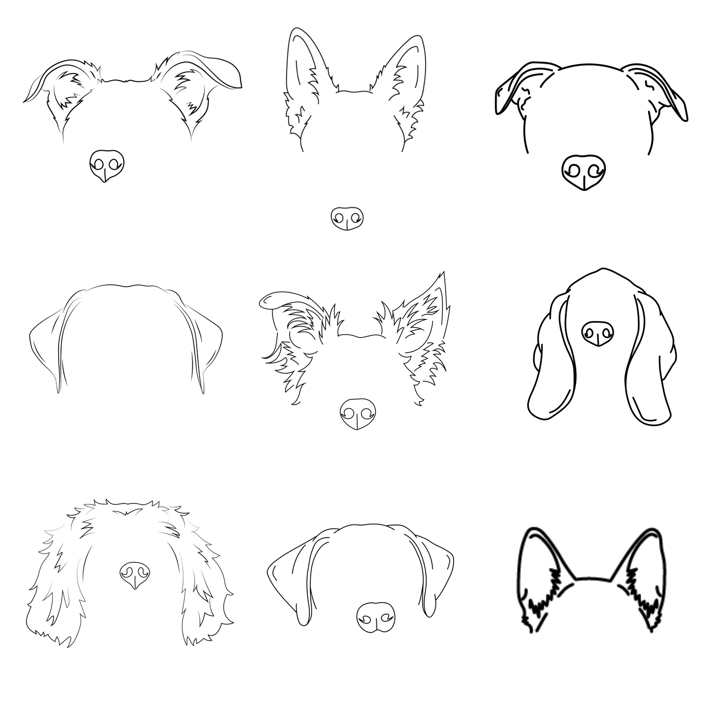 Custom Ear & Nose Outline + Stickers Bundle