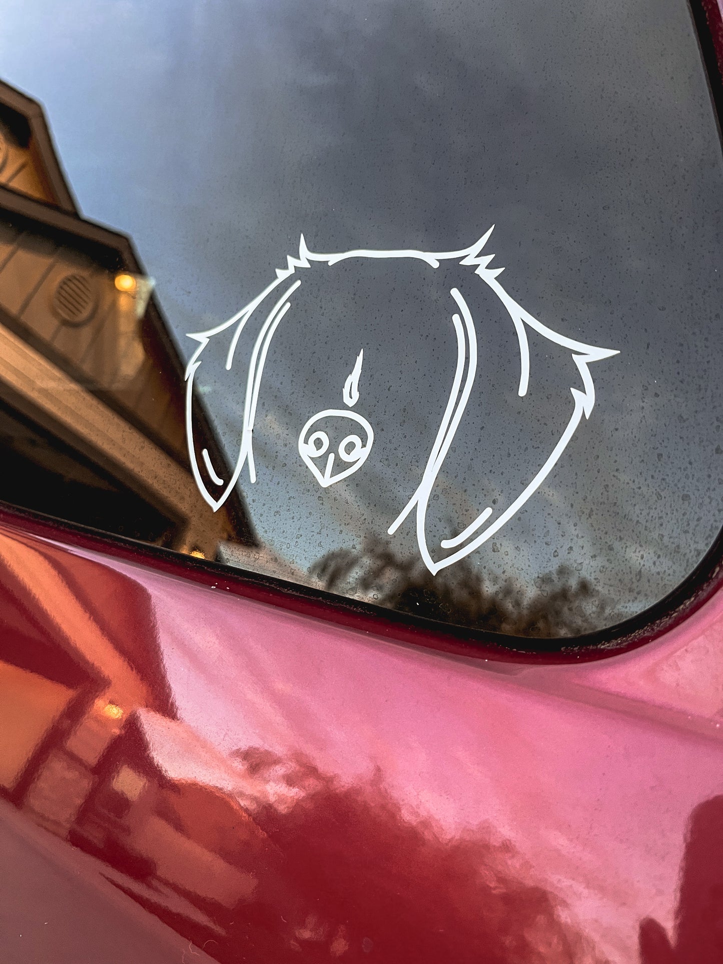 Custom Pet Ear & Nose Outline Drawing + Vinyl Decal Sticker Bundle